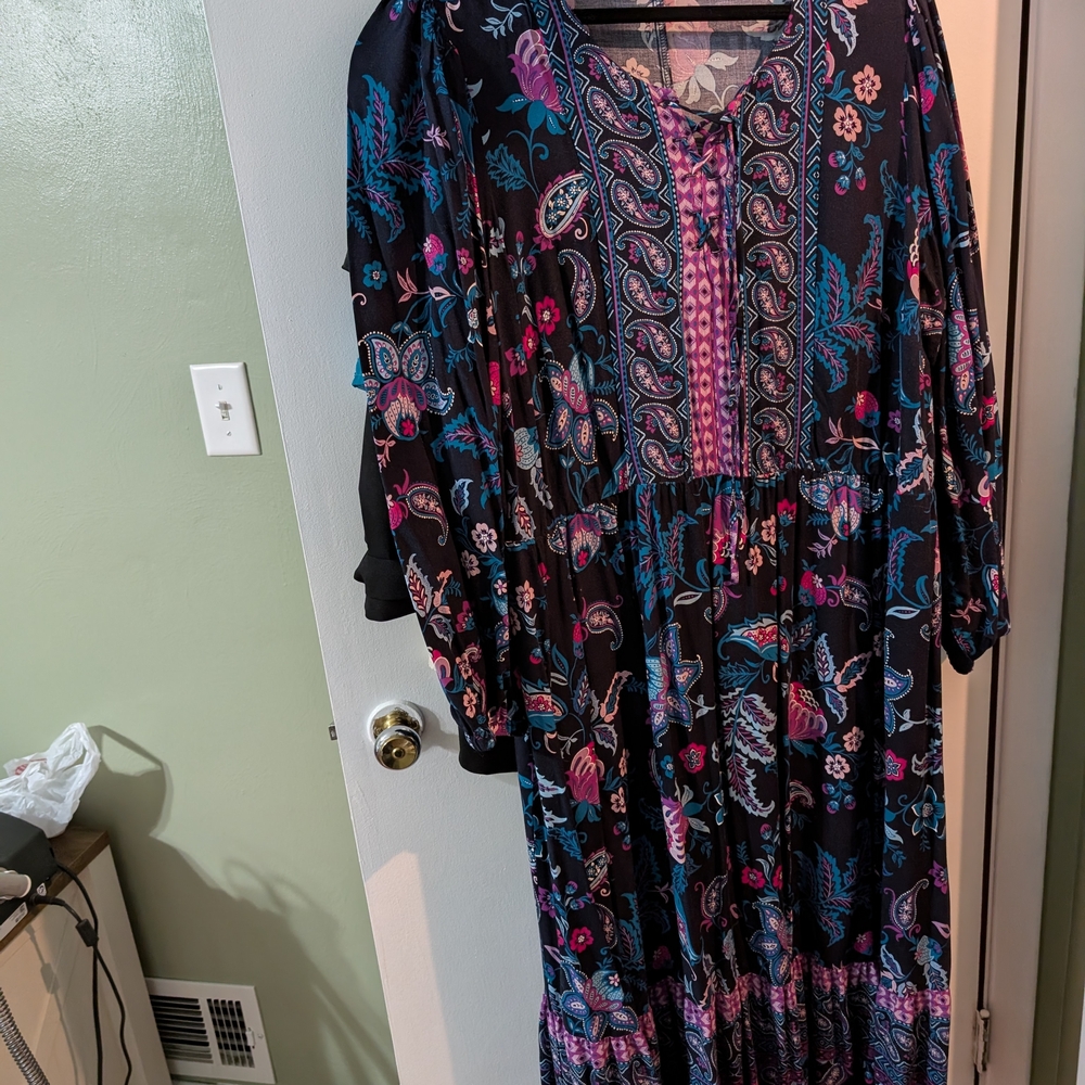 Lane Bryant Vibrant Paisley Long Sleeve Dress